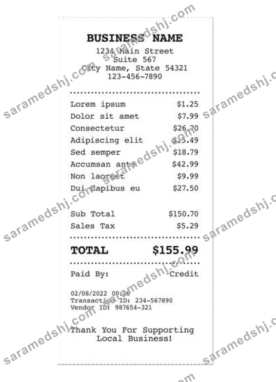 BUSINESS COMPANY receipt